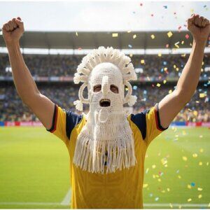 ⭐Aya Huma Diablo Umo Incas Adult Mask Ecuador Handmade White Inti Raymi Rare New